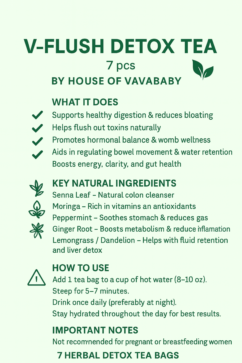 V-flush detox tea Mini 7 days pack.