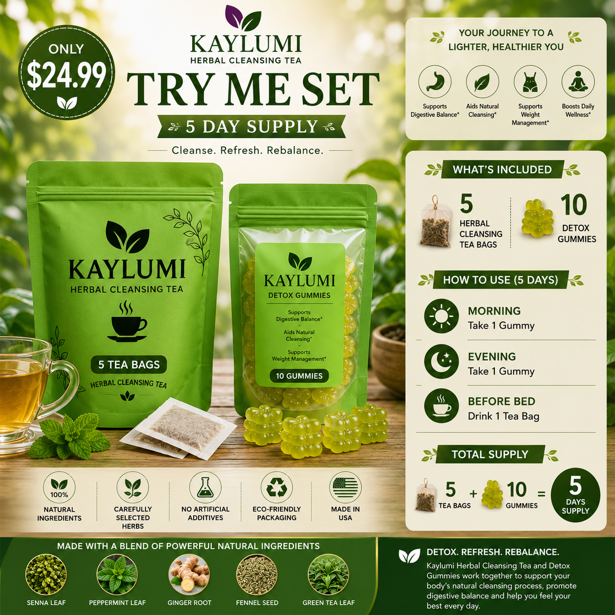 HERBAL CLEANSING TEA + GUMMIES SAMPLE