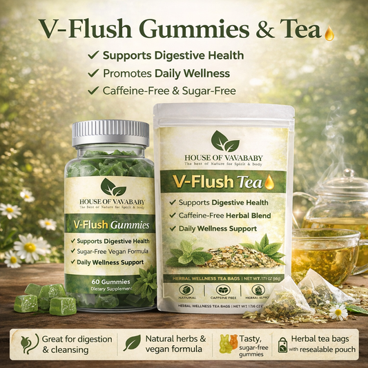 V-flush detox tea/ Fat burner gummy. (Boule gress nan vant set)