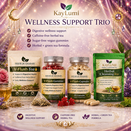 V-Flush Detox & Fat Control weight loss set. (Thé,gummy boulé gress, gren pou koupé apeti)