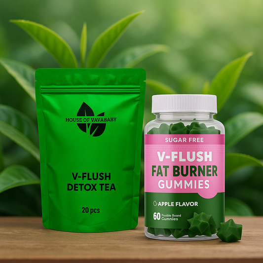 V-flush detox tea/ Fat burner gummy. (Boule gress nan vant set)