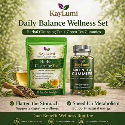 Kaylumi detox tea/ Fat burner gummy. (Boule gress nan vant set)