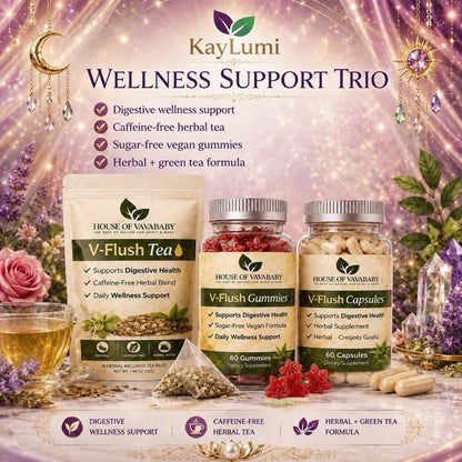 V-Flush Detox & Fat Control Trio.               (Thé,gummy boulé gress, gren pou koupé apeti)